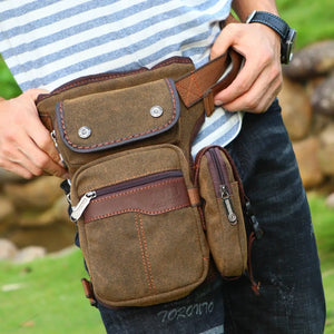 Men Drop Leg Bag Travel Messenger Thigh Pouch Canvas/Nylon Waist Bag