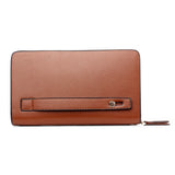 Men Faux Leather Double Zipper Wallet Money Holder Clip Clutch