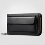 Men Faux Leather Double Zipper Wallet Money Holder Clip Clutch