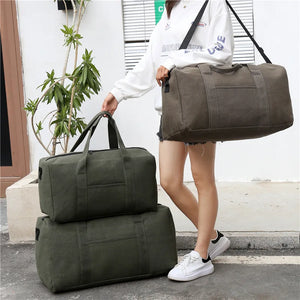 Large Capacity Canvas Folding Travel Bag Unisex Luggage Storage Duffel XA858M