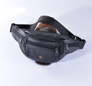 Men Leather Waist Bags Fanny Packs Retro Belt Cell Phone Purse
