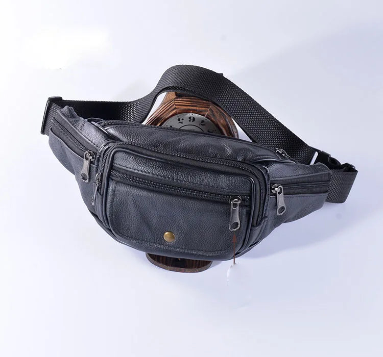 Men Leather Waist Bags Fanny Packs Retro Belt Cell Phone Purse