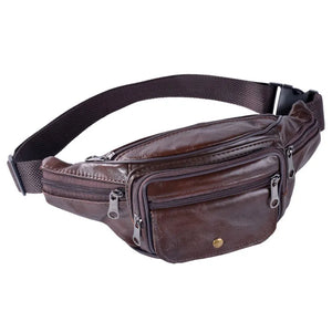 Men Leather Waist Bags Fanny Packs Retro Belt Cell Phone Purse