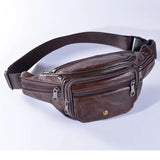 Men Leather Waist Bags Fanny Packs Retro Belt Cell Phone Purse