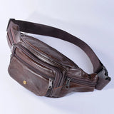 Men Leather Waist Bags Fanny Packs Retro Belt Cell Phone Purse