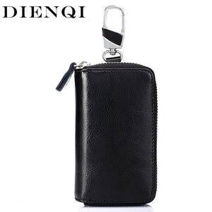 Cow Leather Key Chain Wallet Zipper Organizer Case Pouch