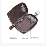 Cow Leather Key Chain Wallet Zipper Organizer Case Pouch