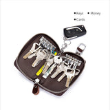Cow Leather Key Chain Wallet Zipper Organizer Case Pouch