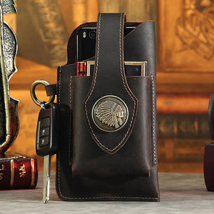 Men Leather Belt Loop Fanny Waist Pack Small Retro Hook Belt Clip Waist Bag