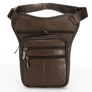 Men Leather Drop Leg Bag Military Motorcycle Multi-Purpose Messenger