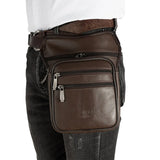 Men Leather Drop Leg Bag Military Motorcycle Multi-Purpose Messenger
