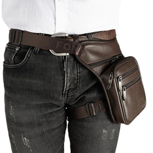 Men Leather Drop Leg Bag Military Motorcycle Multi-Purpose Messenger