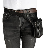 Men Leather Drop Leg Bag Military Motorcycle Multi-Purpose Messenger