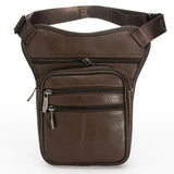Men Leather Drop Leg Bag Military Motorcycle Multi-Purpose Messenger