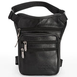Men Leather Drop Leg Bag Military Motorcycle Multi-Purpose Messenger