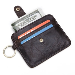 Men Leather Slim Wallet Small Purse Mini Money Bag Thin Portomonee Carteras