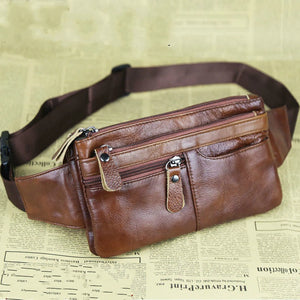 Leather Waist Bag Vintage Belt Bag Multifunction Phone Change Bag