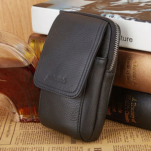 Men Leather Waist Bag with Cell Phone Cover