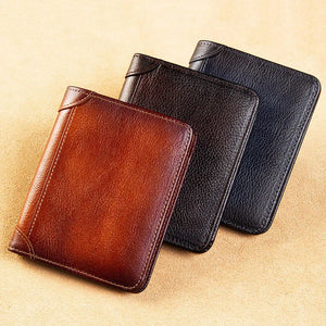 Men Leather Wallet Vertical Anti Theft RFID Wallet