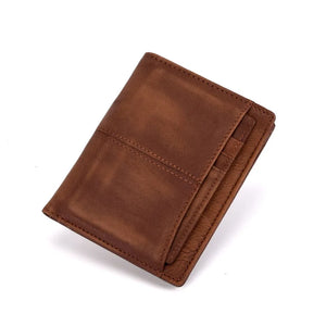 Men Leather Wallets Distressed Oil Wax Cowhide Short Purse