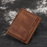 Men Leather Wallets Distressed Oil Wax Cowhide Short Purse