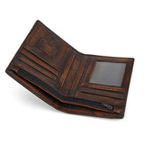 Men Leather Wallets Distressed Oil Wax Cowhide Short Purse