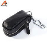 Vintage Leather Key Wallet Key Holder Zipper Key Case Bag