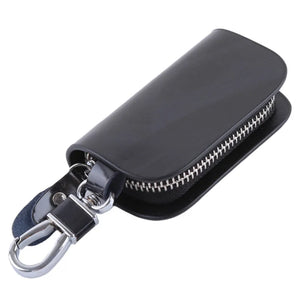 Leather Key Holder Organizer Zipper Key Case Bag