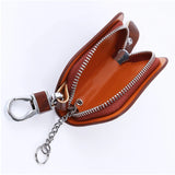 Leather Key Holder Organizer Zipper Key Case Bag