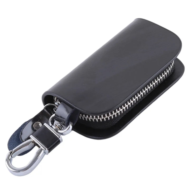 Leather Key Holder Organizer Zipper Key Case Bag