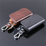 Leather Key Holder Organizer Zipper Key Case Bag