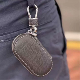 Leather Key Holder Housekeeper Organizer with Zipper - Unisex Key Case Bag