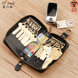 Leather Key Holder Zipper Key Case Bag Holder