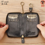 Leather Key Holder Zipper Key Case Bag Holder