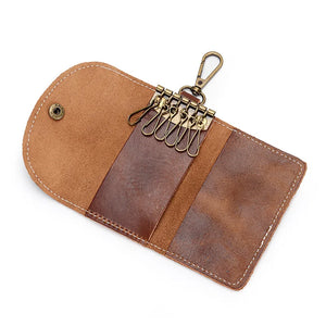 Leather Men Keychain Zipper Wallet Key Holder Organizer