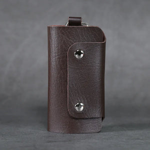 Leather Keychain Wallet Holder Car Key Bag Unisex Cover Solid Storage