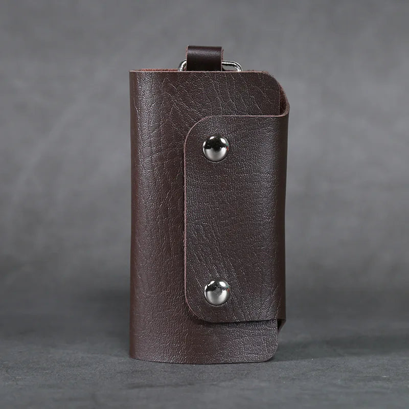 Leather Keychain Wallet Holder Car Key Bag Unisex Cover Solid Storage