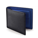 Men Leather Carbon Fiber Pattern Wallet Casual Two Fold Leather Wallet