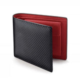 Men Leather Carbon Fiber Pattern Wallet Casual Two Fold Leather Wallet