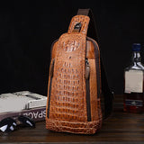Men Crocodile Pattern Leather Chest Bag Crossbody Bags