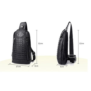 Men Crocodile Pattern Leather Chest Bag Crossbody Bags