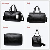 Men Leather Fitness Sport Travel Gym Duffle Bag with Shoe Compartment