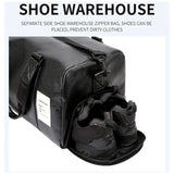 Men Leather Fitness Sport Travel Gym Duffle Bag with Shoe Compartment