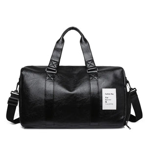 Men Leather Fitness Sport Travel Gym Duffle Bag with Shoe Compartment