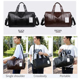 Men Leather Fitness Sport Travel Gym Duffle Bag with Shoe Compartment
