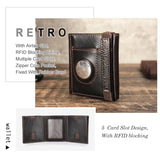 Men Leather Trifold Wallet RFID with Airtag