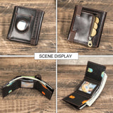 Men Leather Trifold Wallet RFID with Airtag