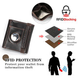 Men Leather Trifold Slim Wallet RFID Airtag Holder Credit Drop