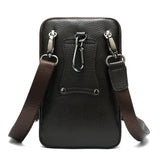 Men Leather Waist Bag Soft Embossed Leather Belt Shoulder Packet