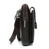 Men Leather Waist Bag Soft Embossed Leather Belt Shoulder Packet